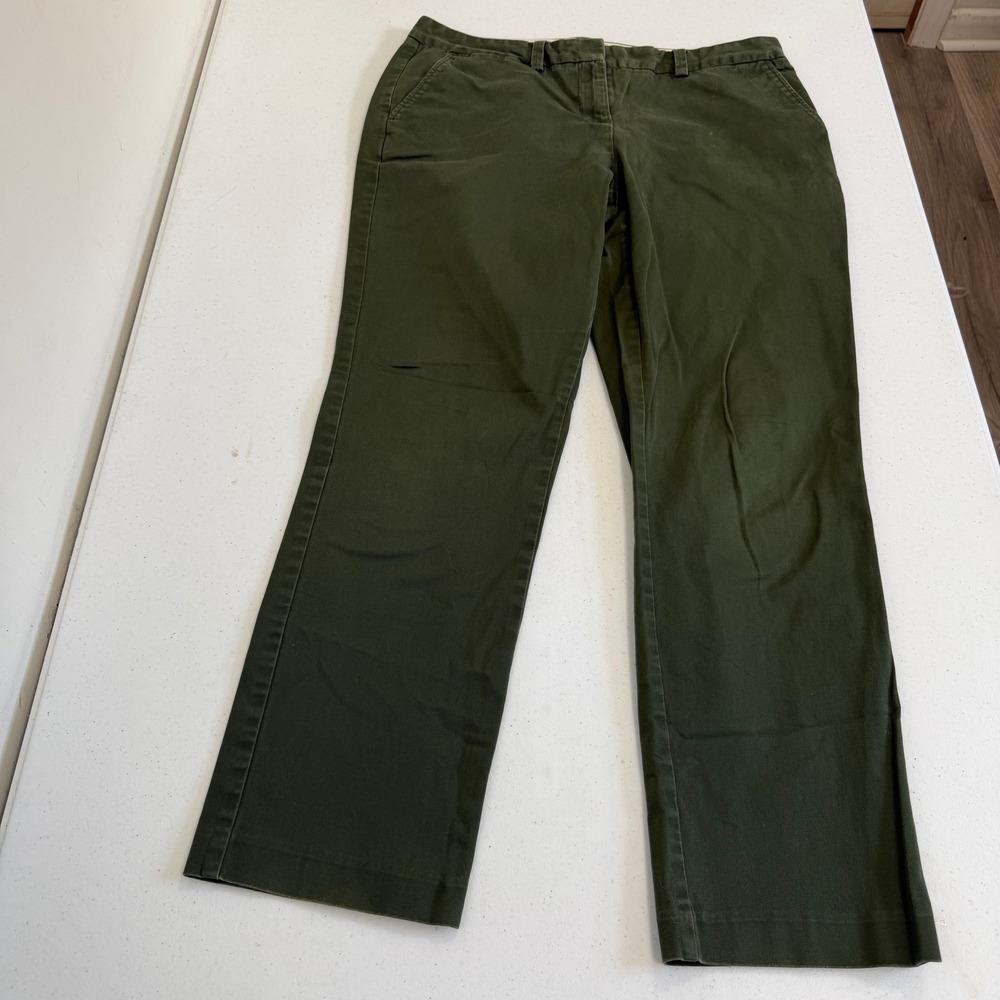 Lands End Womens 8P Olive Green Mid Rise Straight Leg Chino Pants 7203